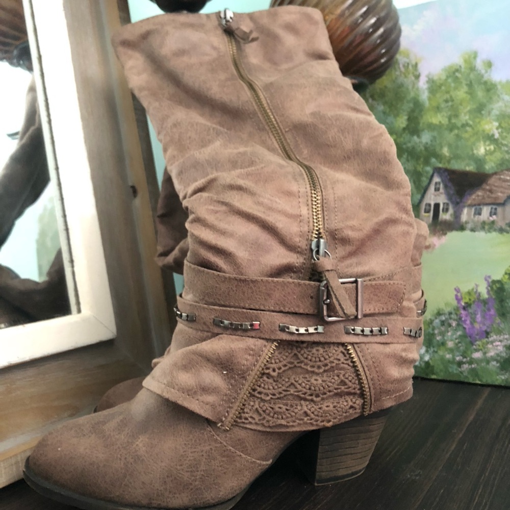 Brown Slouchy Heeled Boot